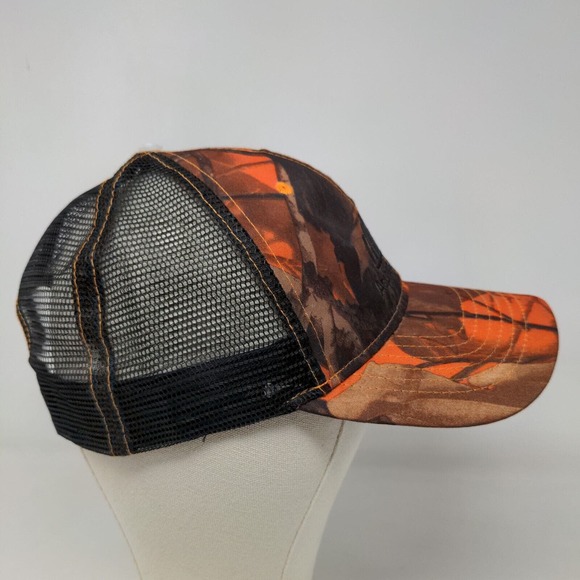 Cap America Men's Snapback Mesh Back Hat Orange Camouflage Embroidered Logo - Picture 4 of 7